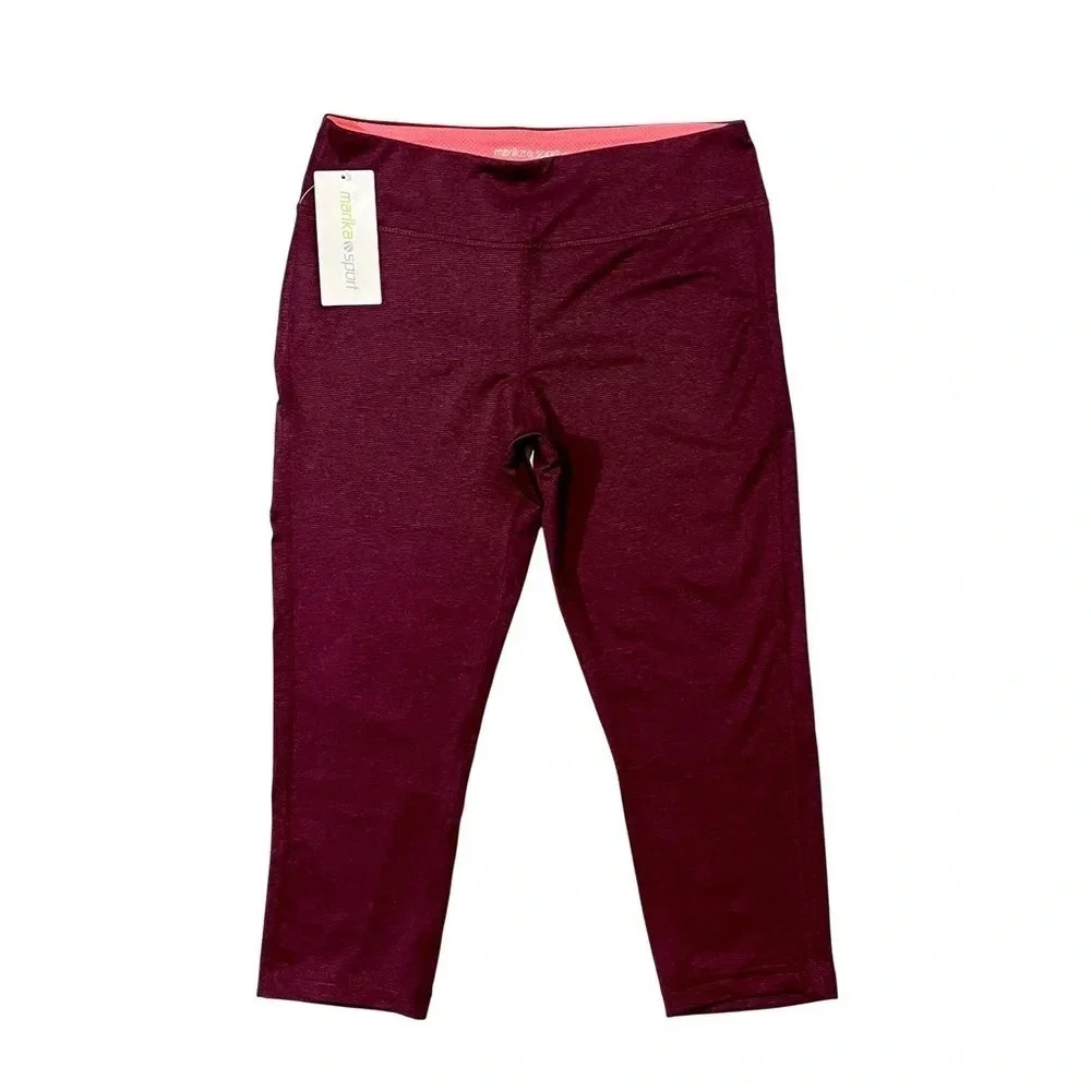 NWT Marika Sport Cherry Space Dye Stripe Cropped Leggings
